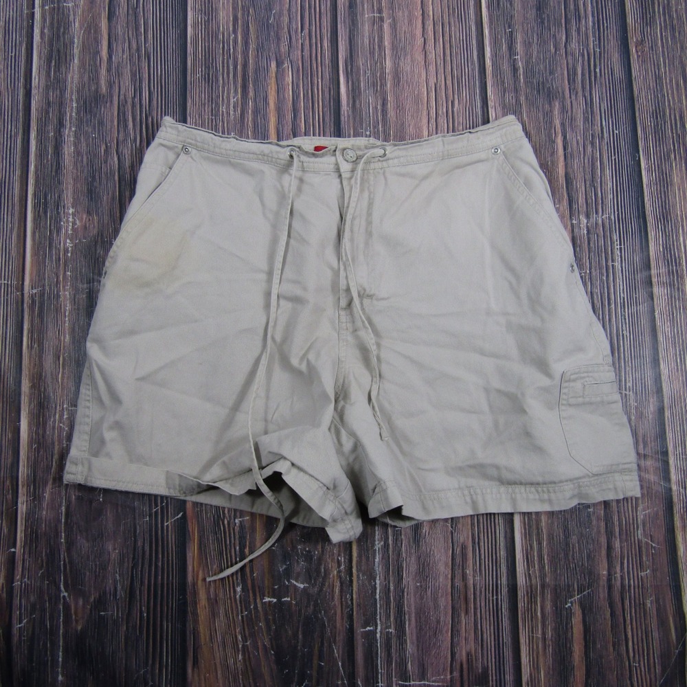 Gloria Vanderbilt Shorts Women 12 Khaki Cotton Drawstring Cargo Chino 00245